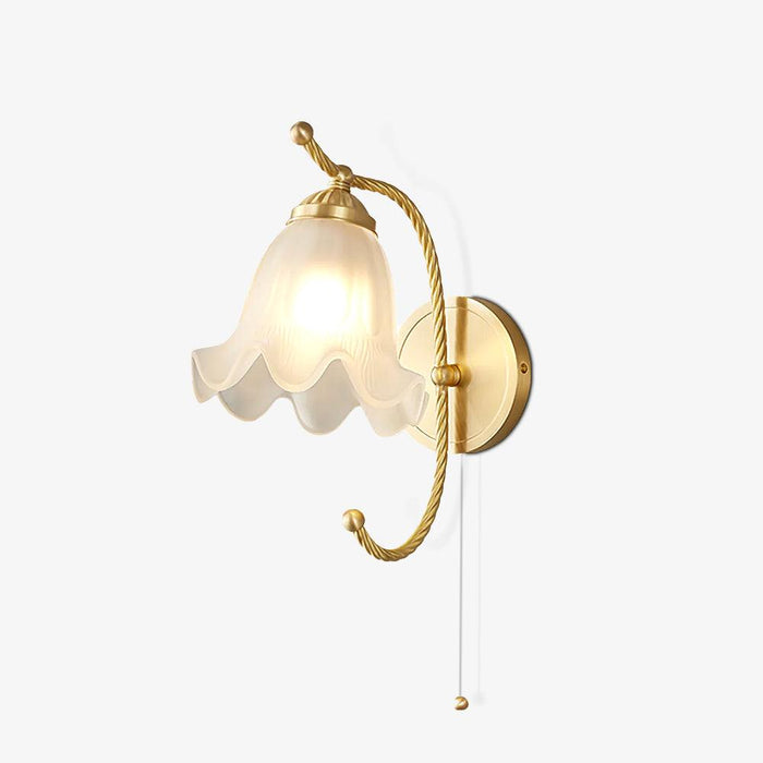 Curved Gooseneck Brass Glass Sconce-DWHOME