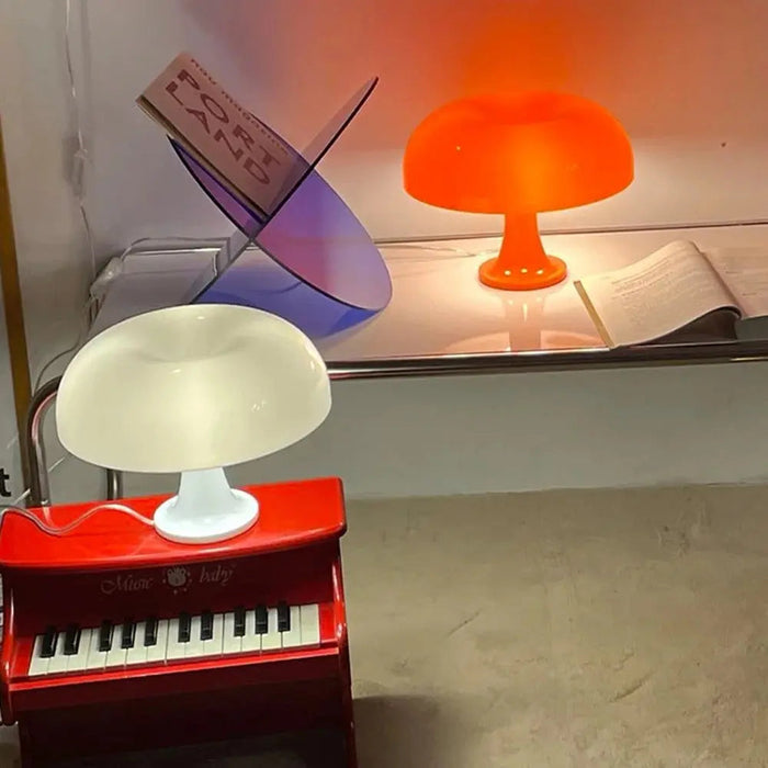 Cute Modern Mushroom Table Lamp Orange/White.