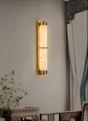 Cylindra Alabaster Brass Wall Light-DWHOME