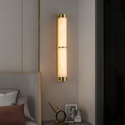 Cylindra Alabaster Brass Wall Light-DWHOME