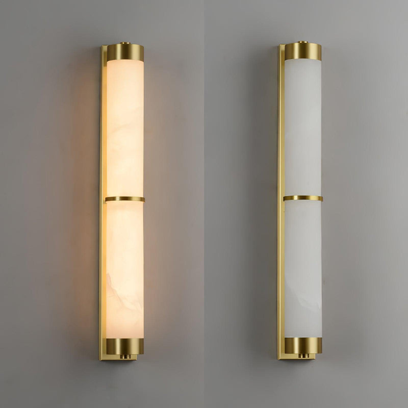 Cylindra Alabaster Brass Wall Light-DWHOME