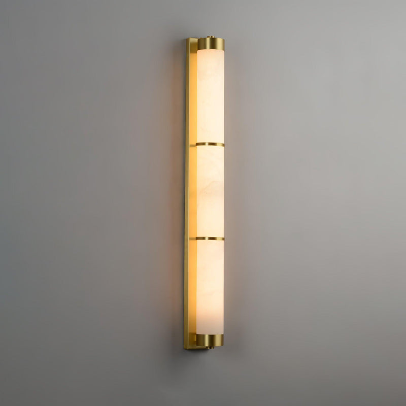 Cylindra Alabaster Brass Wall Light-DWHOME