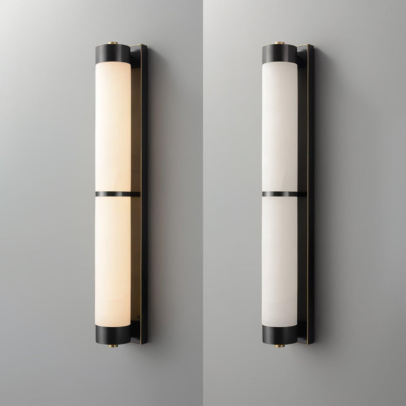Cylindra Alabaster Brass Wall Light-DWHOME