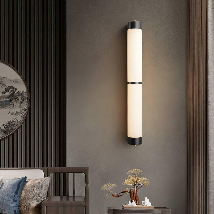 Cylindra Alabaster Brass Wall Light-DWHOME