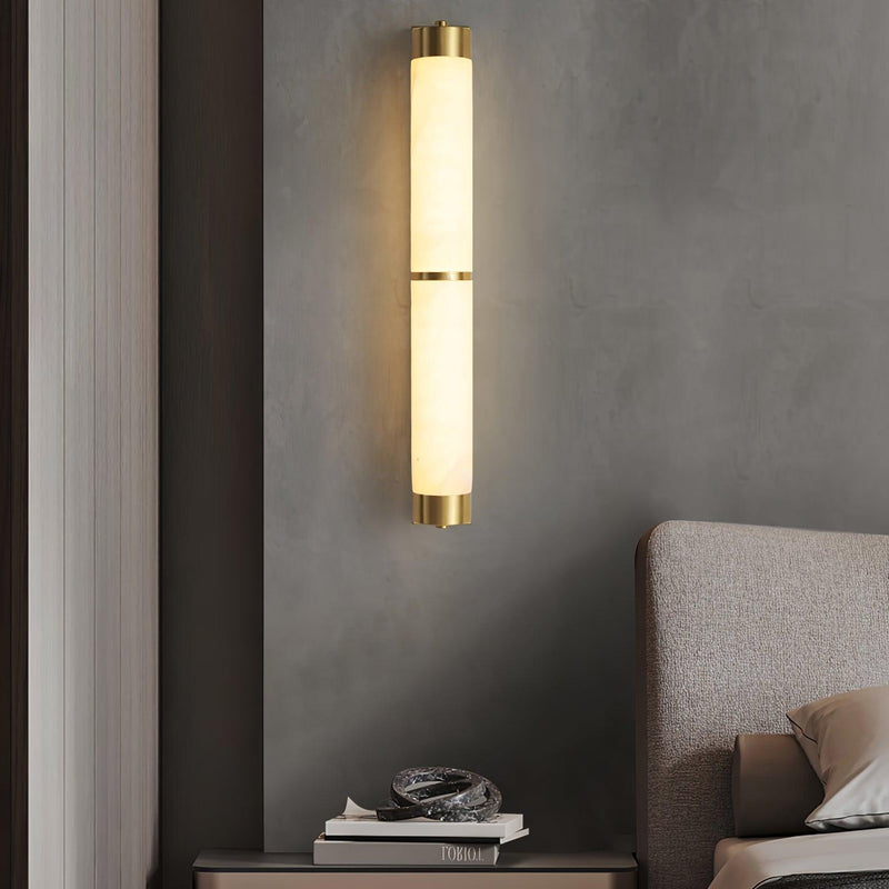 Cylindra Alabaster Brass Wall Light-DWHOME