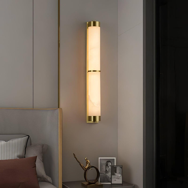 Cylindra Alabaster Brass Wall Light-DWHOME