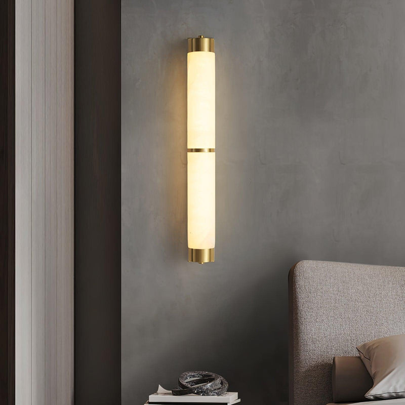 Cylindra Alabaster Brass Wall Light-DWHOME