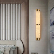 Cylindra Alabaster Brass Wall Light-DWHOME