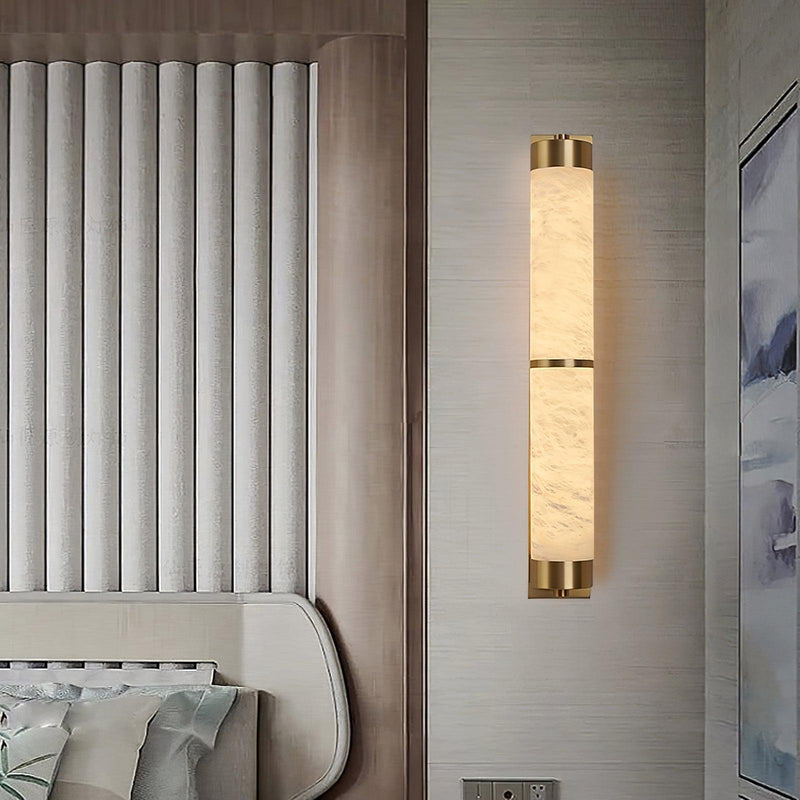Cylindra Alabaster Brass Wall Light-DWHOME