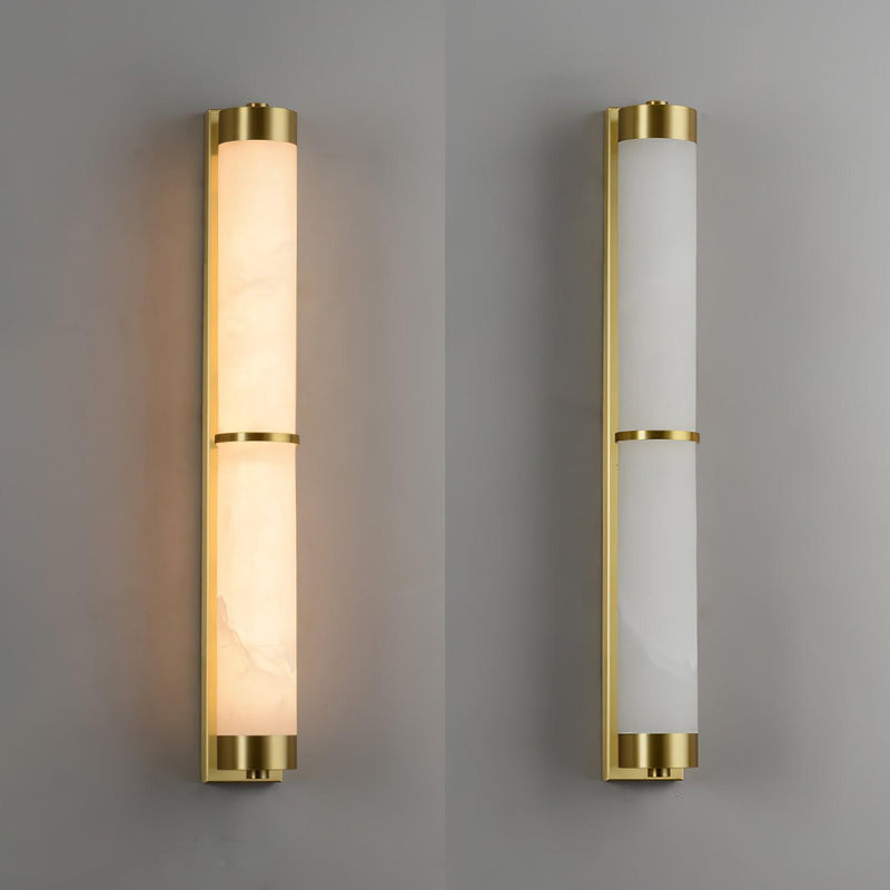 Cylindra Alabaster Brass Wall Light-DWHOME