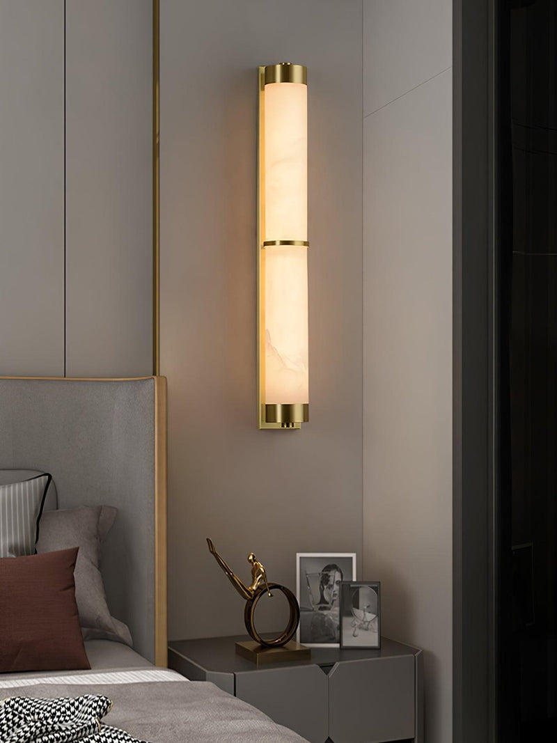 Cylindra Alabaster Brass Wall Light-DWHOME