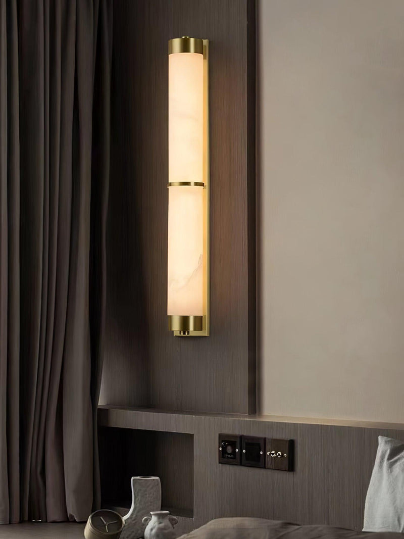 Cylindra Alabaster Brass Wall Light-DWHOME