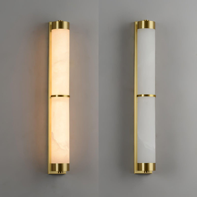 Cylindra Alabaster Brass Wall Light-DWHOME