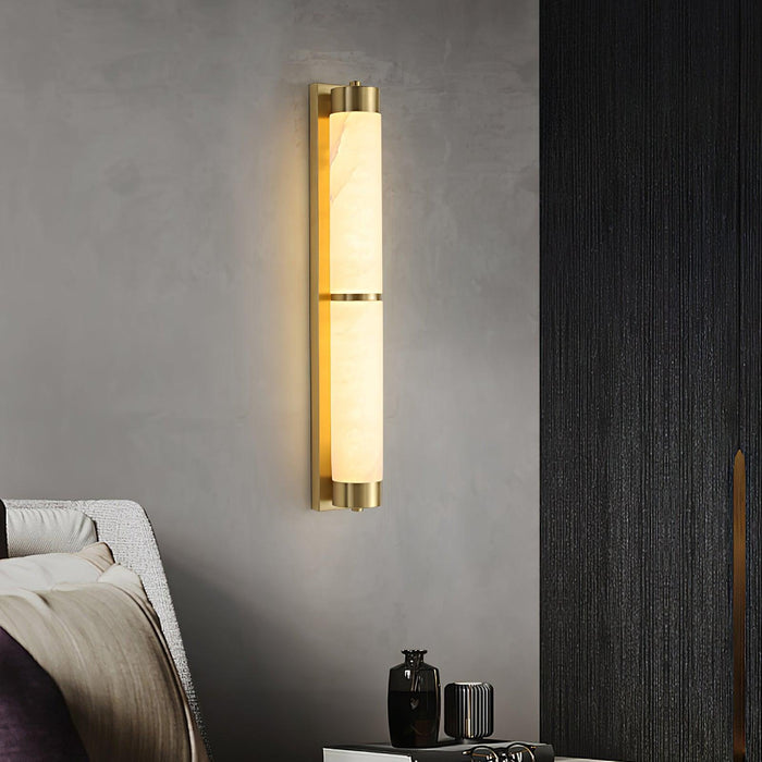 Cylindra Alabaster Brass Wall Light-DWHOME