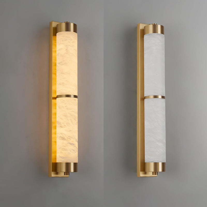Cylindra Alabaster Brass Wall Light-DWHOME