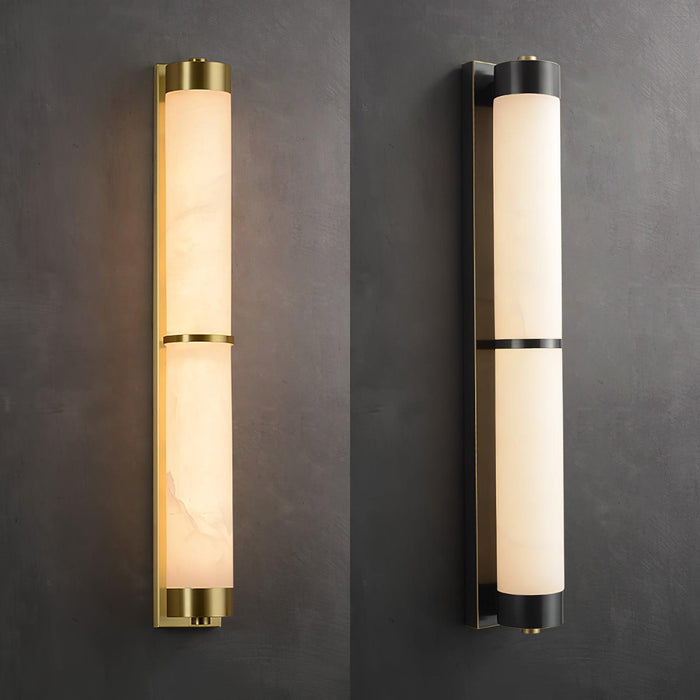 Cylindra Alabaster Brass Wall Light-DWHOME
