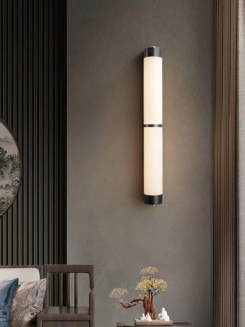 Cylindra Alabaster Brass Wall Light-DWHOME