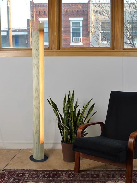 Cylindrical Timber Column Floor Lamp.