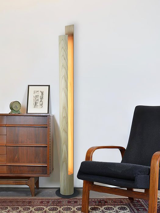 Cylindrical Timber Column Floor Lamp.