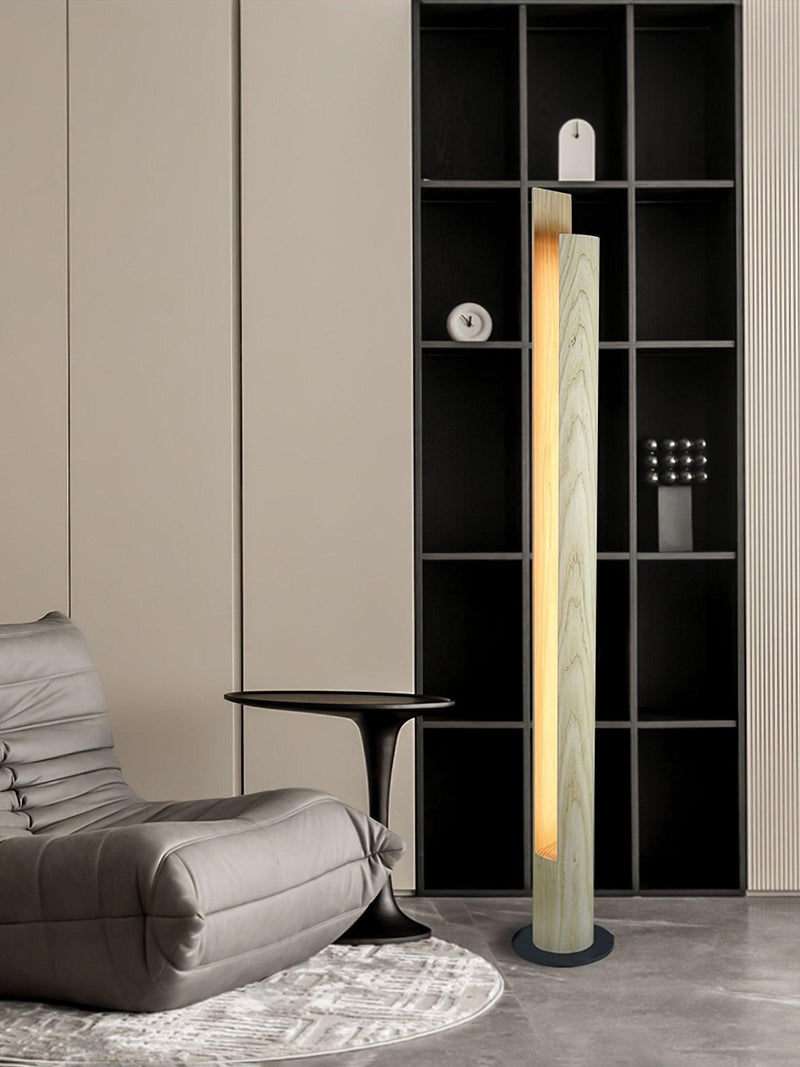 Cylindrical Timber Column Floor Lamp-DWHOME