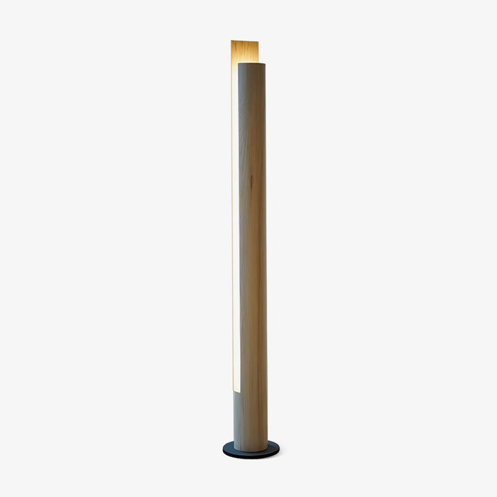 Cylindrical Timber Column Floor Lamp.