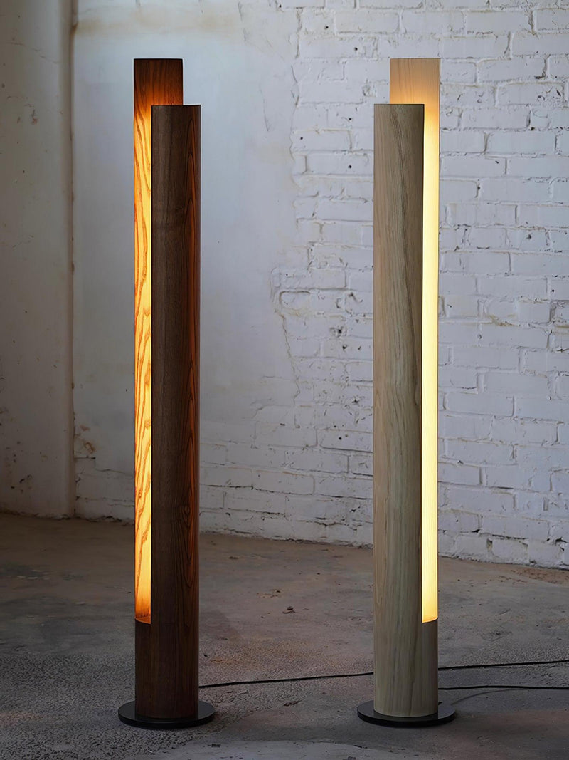 Cylindrical Timber Column Floor Lamp-DWHOME