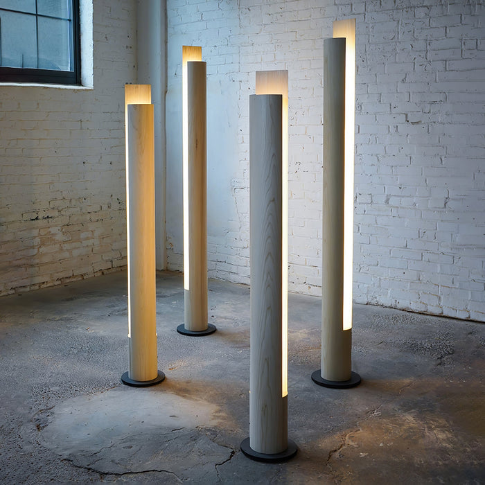 Cylindrical Timber Column Floor Lamp.