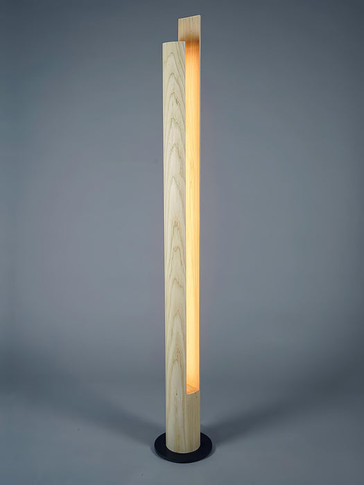 Cylindrical Timber Column Floor Lamp.