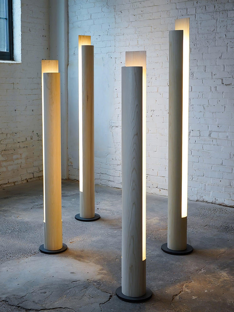 Cylindrical Timber Column Floor Lamp-DWHOME