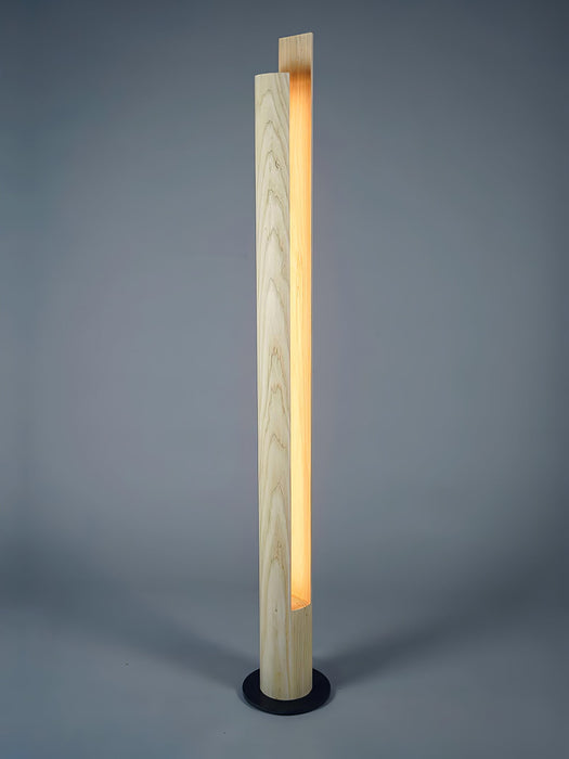 Cylindrical Timber Column Floor Lamp.