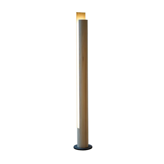 Cylindrical Timber Column Floor Lamp.