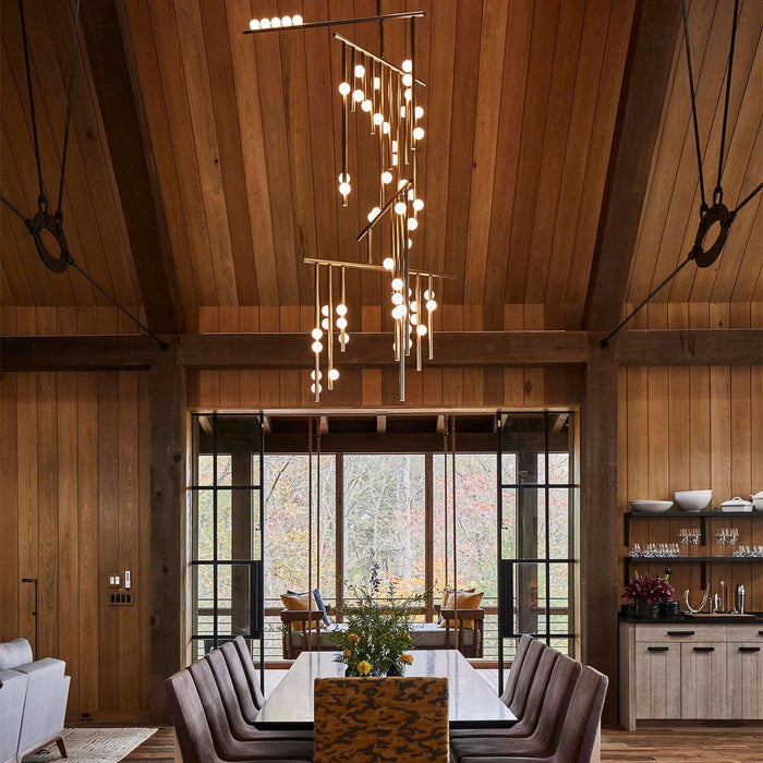 Brass Glass Drop Chandelier-DWHOME