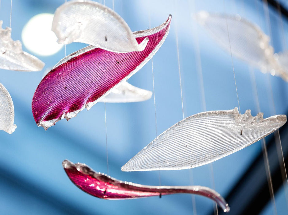 Flying Glass Feather Chandelier.