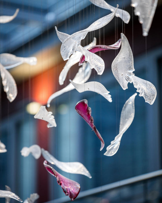 Flying Glass Feather Chandelier.