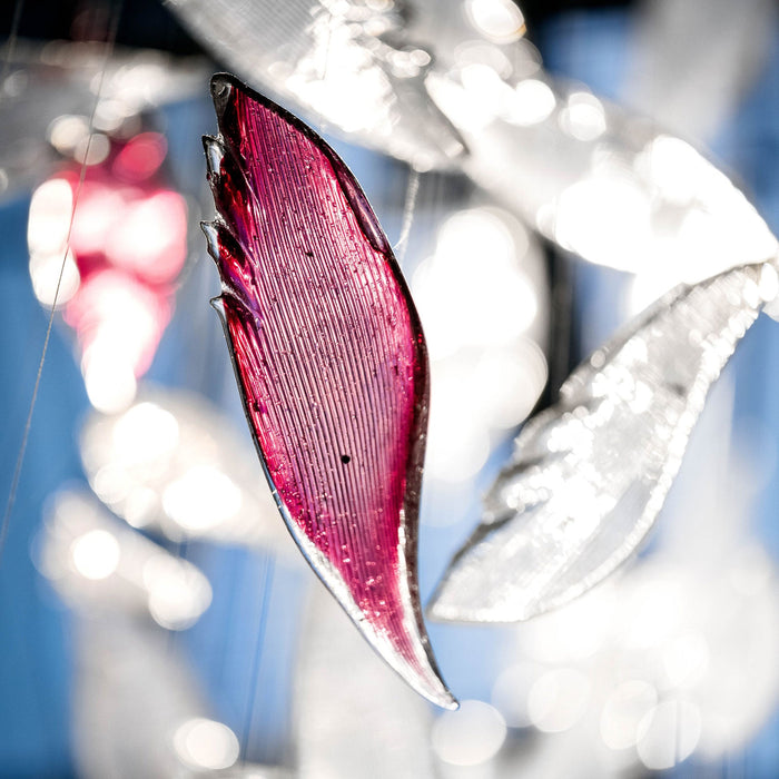 Flying Glass Feather Chandelier.