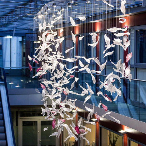 Flying Glass Feather Chandelier.