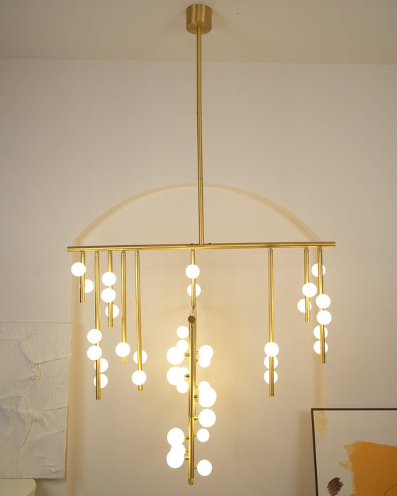 Brass Glass Drop Chandelier-DWHOME