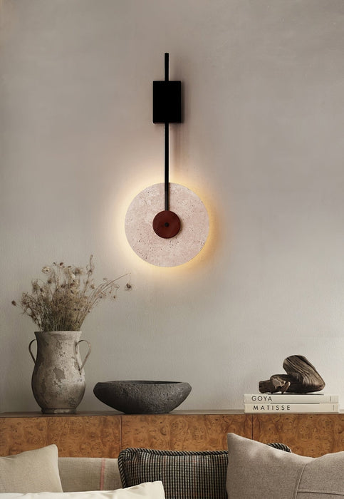 Disc Travertine Wall Lamp-DWHOME