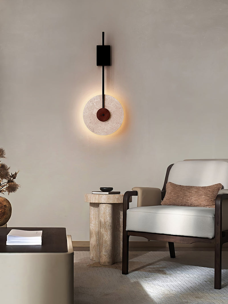Disc Travertine Wall Lamp-DWHOME