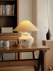 Distressed White Ceramic Table Lamp-DWHOME