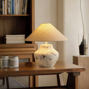 Distressed White Ceramic Table Lamp-DWHOME