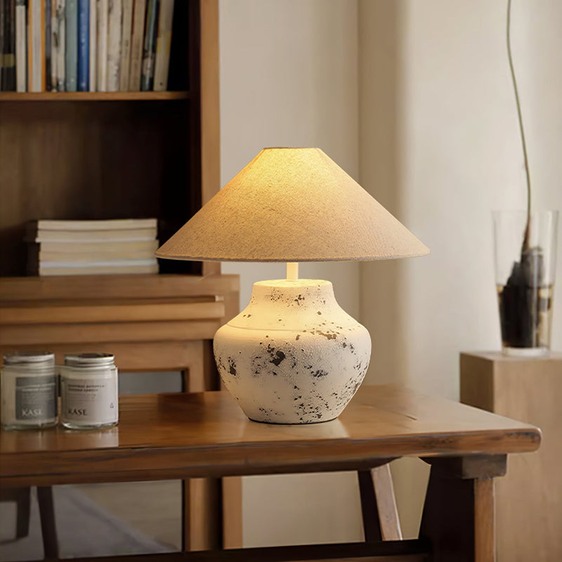 Distressed White Ceramic Table Lamp-DWHOME