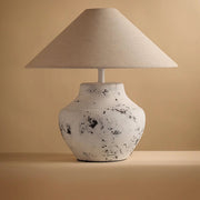 Distressed White Ceramic Table Lamp-DWHOME