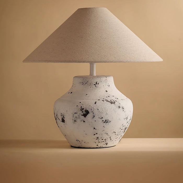Distressed White Ceramic Table Lamp-DWHOME