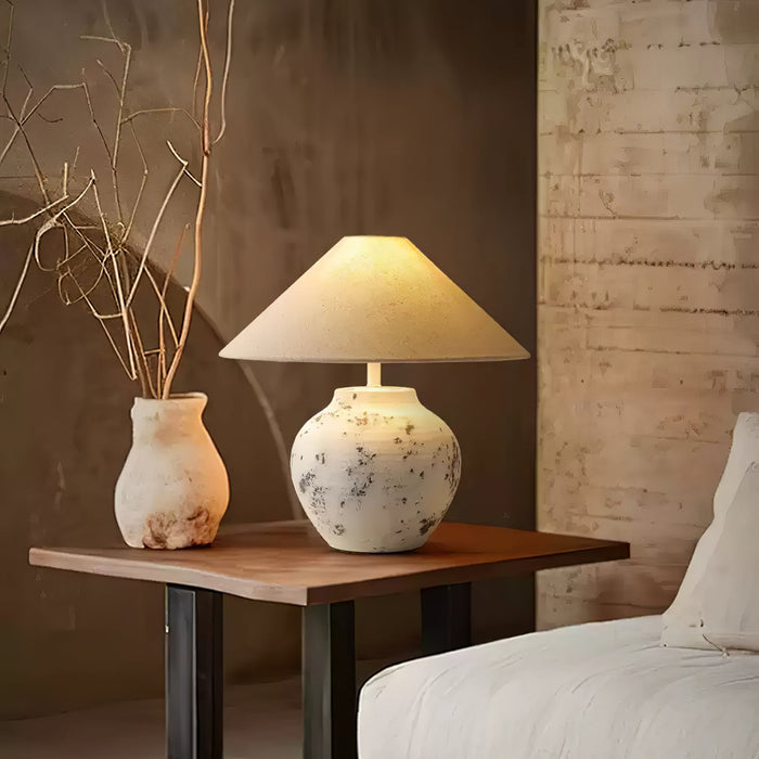 Distressed White Ceramic Table Lamp-DWHOME