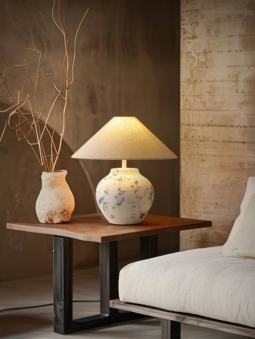 Distressed White Ceramic Table Lamp-DWHOME