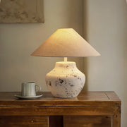 Distressed White Ceramic Table Lamp-DWHOME
