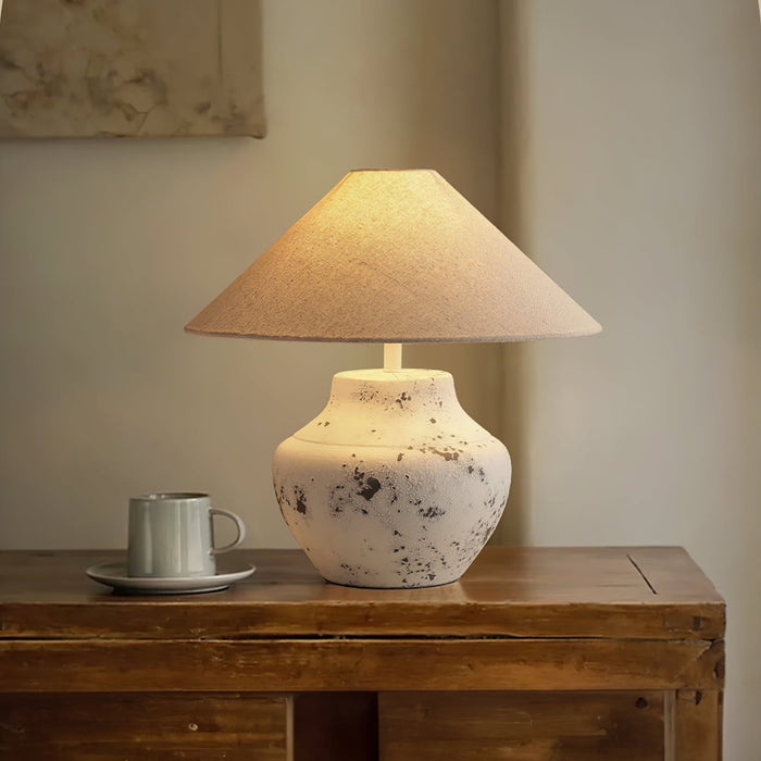 Distressed White Ceramic Table Lamp-DWHOME