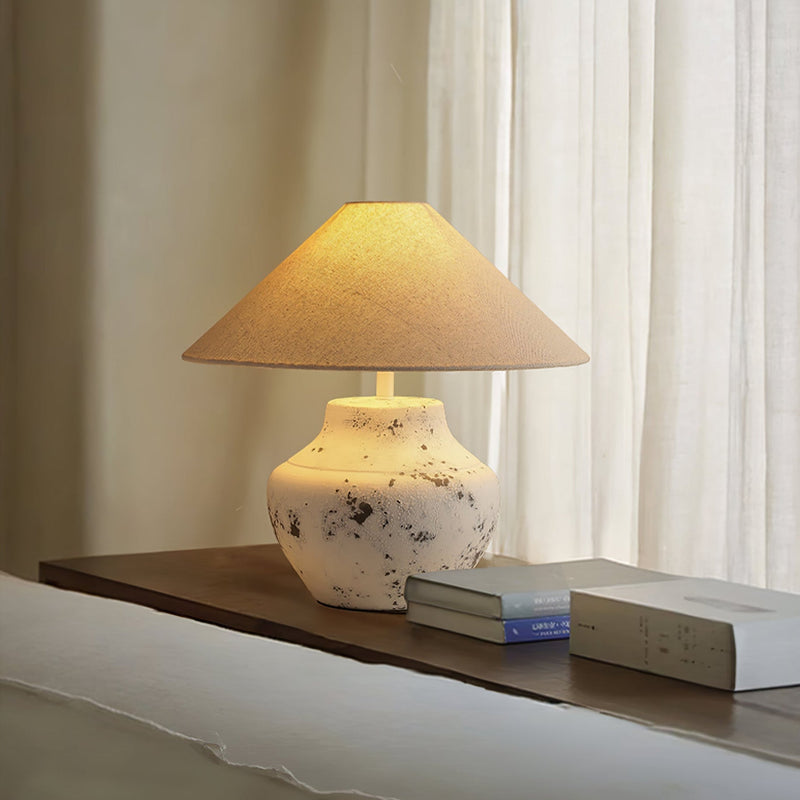 Distressed White Ceramic Table Lamp-DWHOME