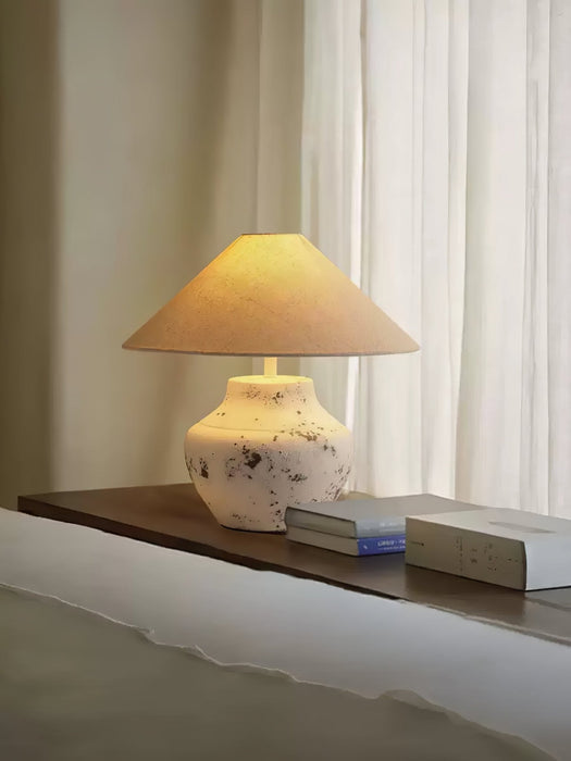 Distressed White Ceramic Table Lamp-DWHOME